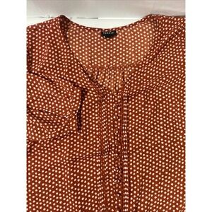 TORRID Polka Dot Georgette Pintuck Button-Front Blouse‎ Size 3 3X Burnt Orange